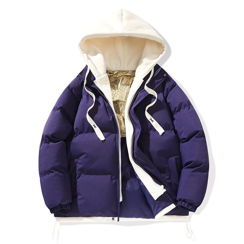 Winter Fake Two-piece Cotton Clothes for Men and Women, New Graphene Warm Thickened Hooded Bread Clothes, Couple Cotton-padded Jacket