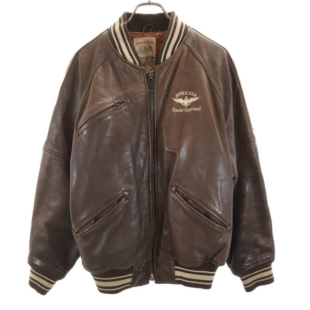 AVIREX 90s Old leather jacket S Brown Blouson Men's Used