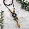 New Forest handmade ceramic necklace, women's retro versatile sweater chain simple long accessories pendant