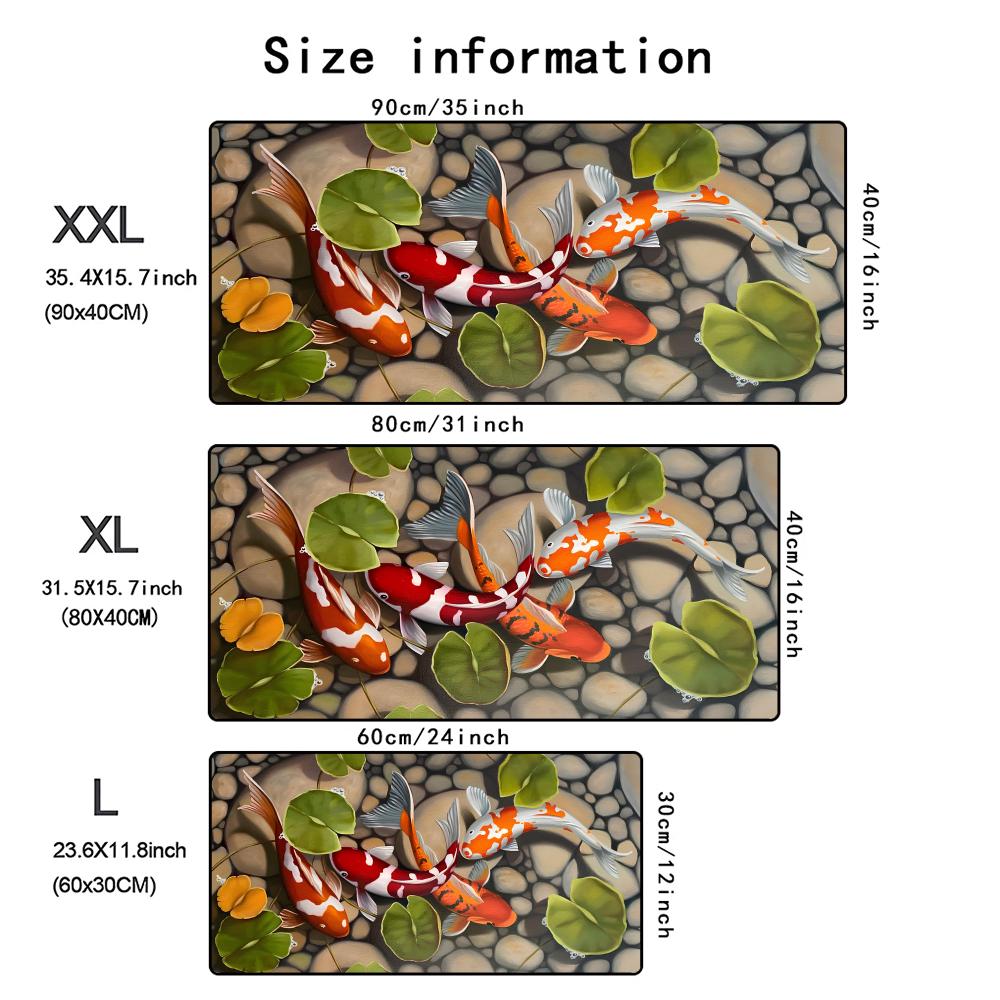 Japanese koi fish art Mouse Pad Computer Laptop Mouse Pad Office Large Gaming Mousepad Rubber Bottom Non-Slip Desk Mat 900X400