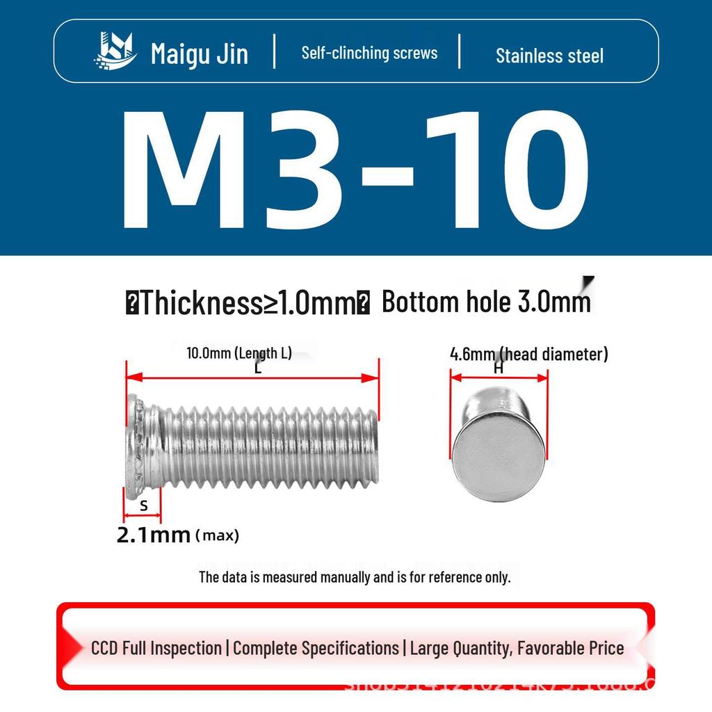304 Stainless Steel Pressure Plate Cylindrical Head Rivet Screw (FHS-M2 M2.5 M3 M4 M5 M6 M8 M10)