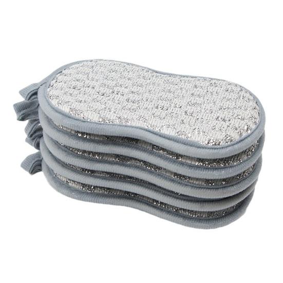 5Pcs Cleaning Rags with Hanging Hole Design Double-Sided Silver Wire Water-Washed Reusable Household Cleaning