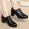 Single Shoes with Soft Leather Soles and Soft Leather Uppers, Women's Shoes with Thick Heels, Leather Shoes