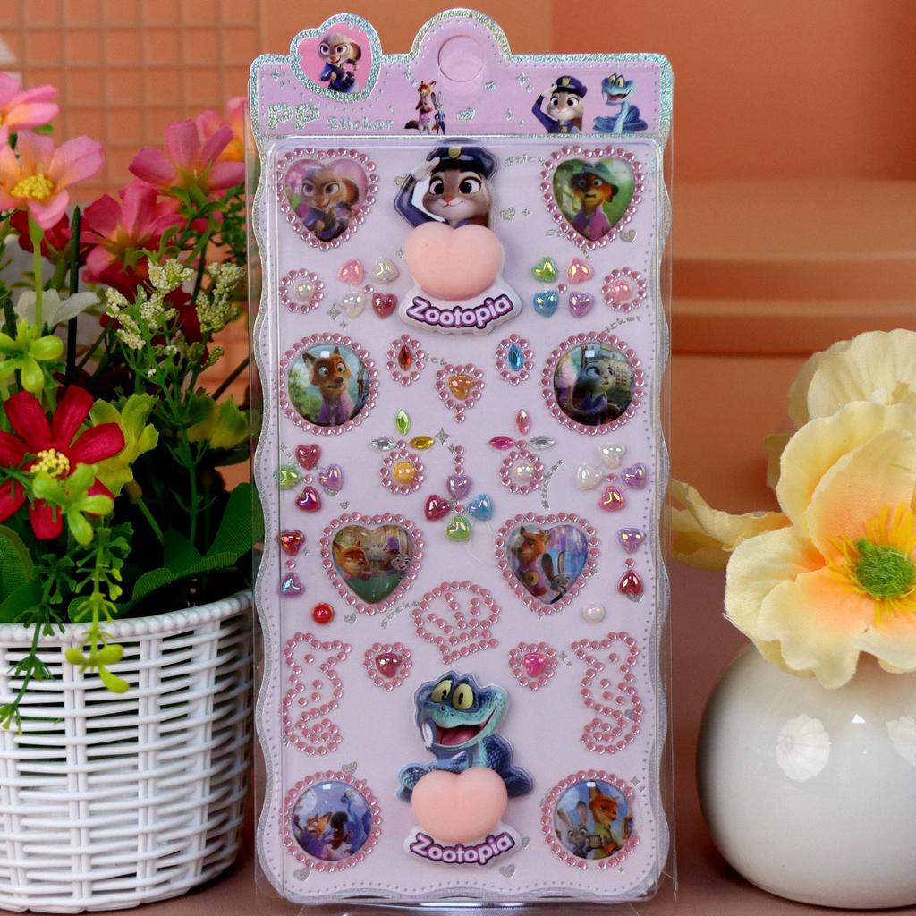 4Pcs Zootopia 3D Bubble Stickers Thickened Squishy Butt Stress Relief Cartoon Movie Peripheral Stickers Deco Art Supplies
