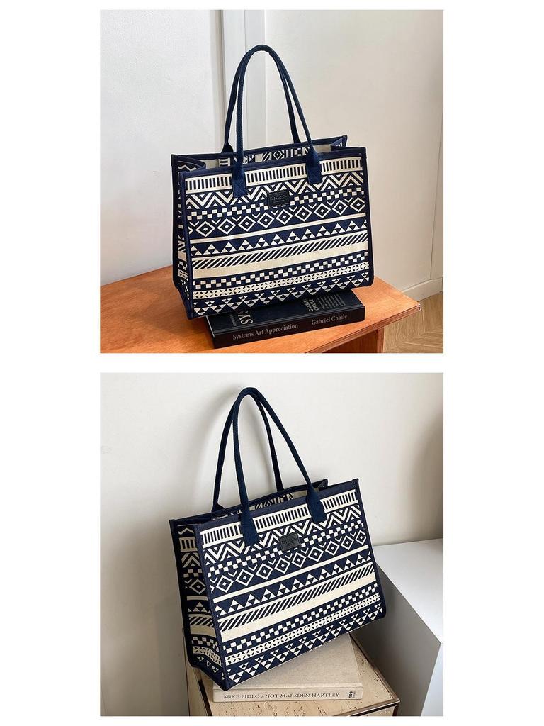 Canvas-Tasche im Ethno-Stil: Handtasche mit großem Fassungsvermögen für Damen