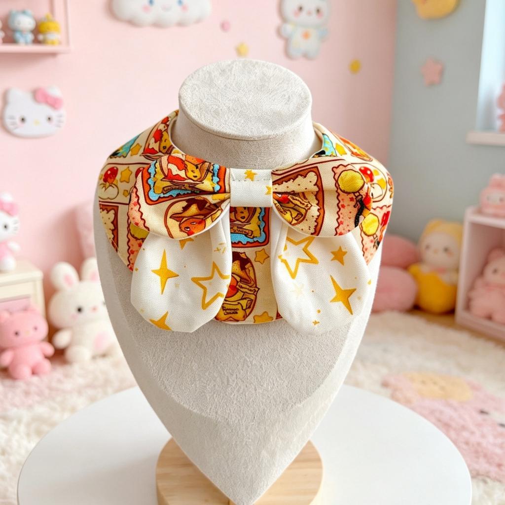 Cute Cartoon Printed Pet Collar Bib Adjustable Scarf Dress‑up for Cats Small & Medium Dogs Teddy