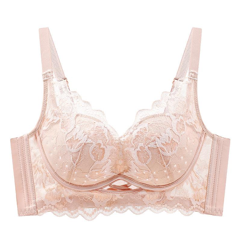 French Style Bra Women's Lace Bra Gathered Without Steel Rings Adjustable Breathable Bra Summer