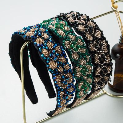 Faixa de cabelo feminina barroca palácio broca colar vintage preto alto grau headwear