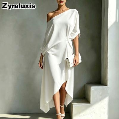 Nowa Elegancka i Minimalistyczna Bawełniano-Lniana Damska Sukienka Bez Rękawów