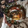 Vintage Christmas Cat Metal Sign Wall Decor Indoor Outdoor Humorous Feline Foil Embossed Holiday Art