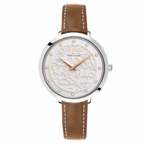 

Pierre Lannier Aeolia Collection Leather Strap Watch P040J604 Women s Brown, Officially Imported