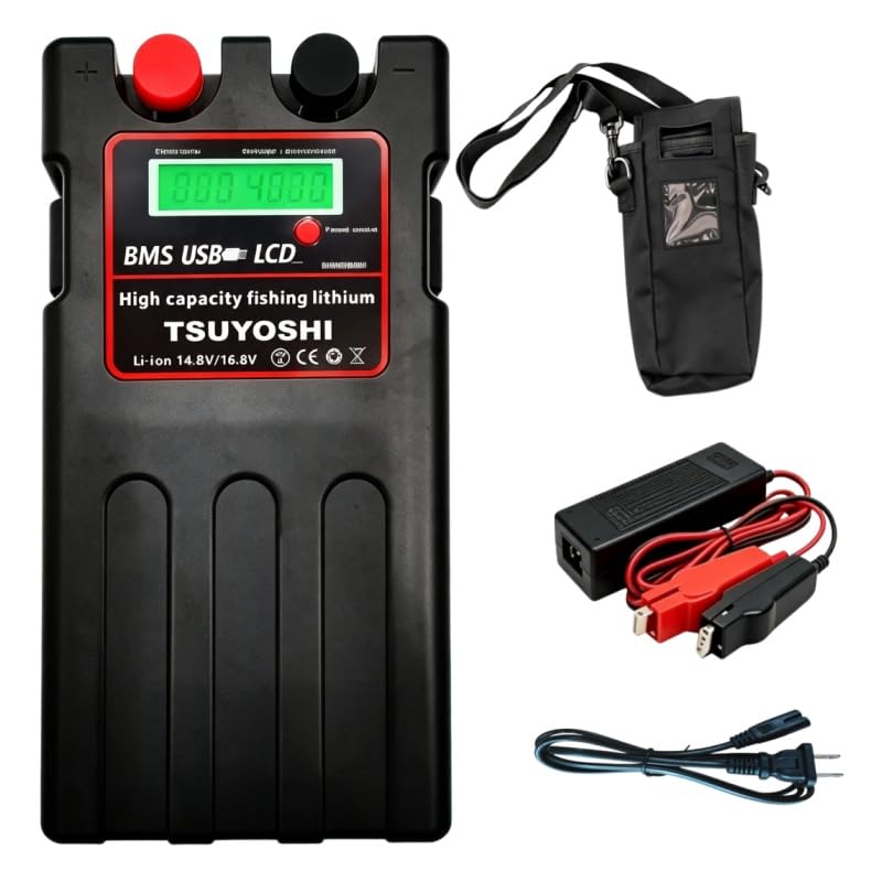Electric Reel Compatible Super Lithium Battery Charger Set 15000mAh Battery with LCD Battery Level Waterproof and Protection Daiwa/Shimano 14.8V