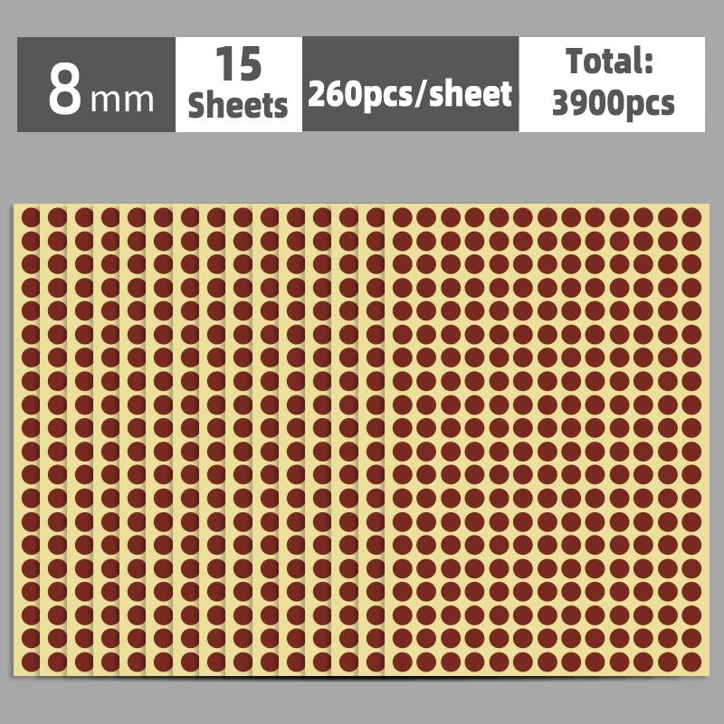 

6mm-100mm Self Adhesive Dot Label Stickers 15 Sheets Multi Color and Size Round Stickers for Food Containers/Scrapbook/Packaging 6mm коричневый