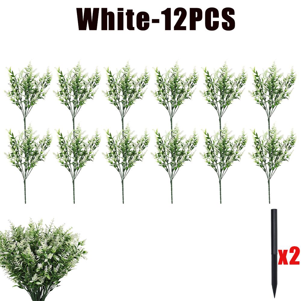 6-18PCS Bundles Artificial Lavender Flowers Outdoor Flowers Uv Resistant Artificial Plants Fake Shrubs Flowers Greenery Bushes