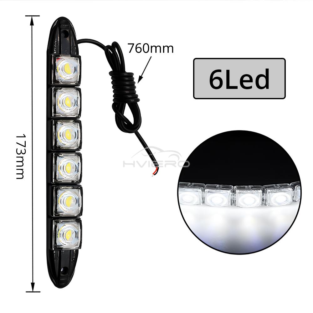 2pcs Auto LED Daytime Running Lights 6led White Waterproof Flexible Turn Signal Fog Lamp Super Bright Car Styling 12v Headlight