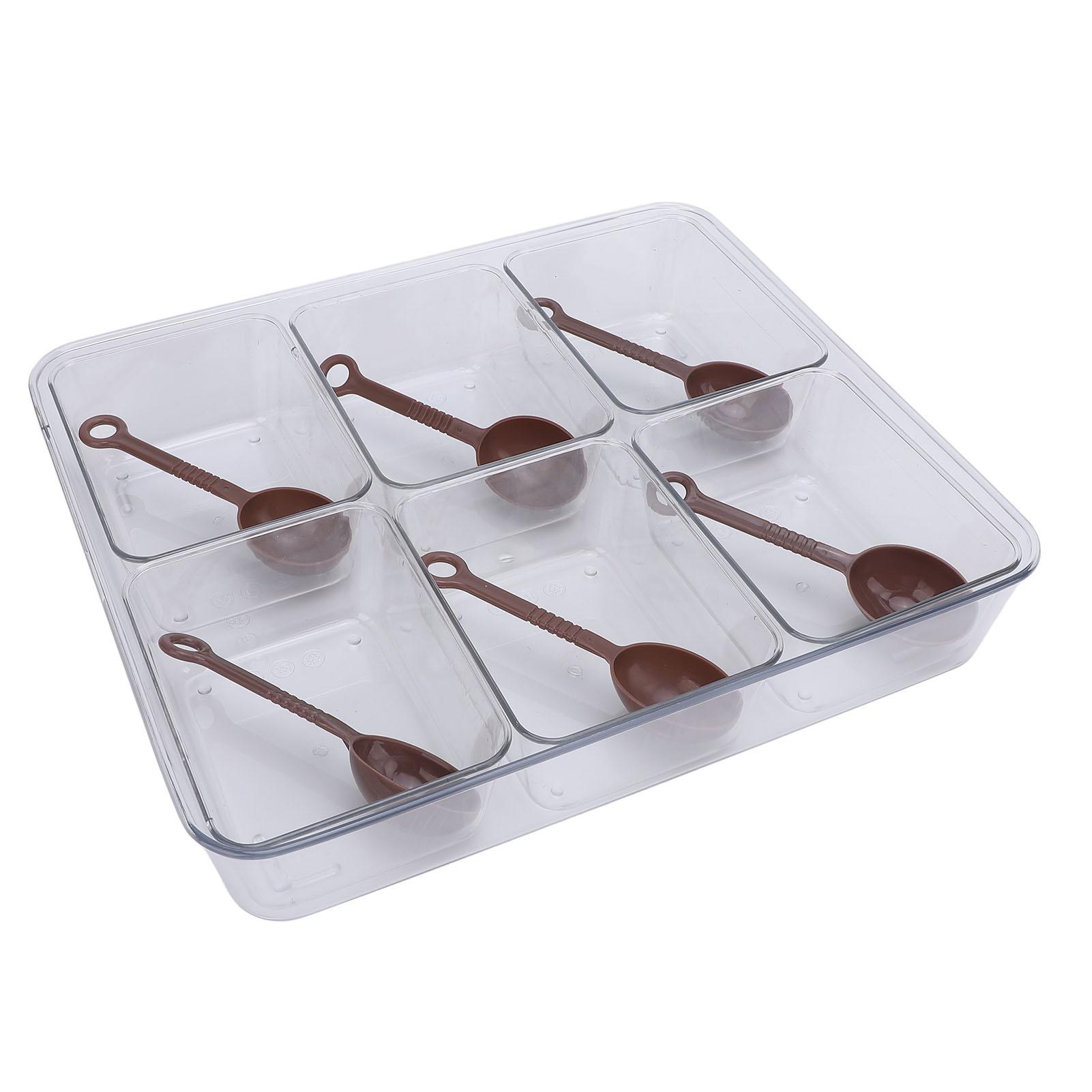 

Divided Serving Tray with 6 Spoons 6 Compartments Large Capacity Divided Condiments Box for Fruit