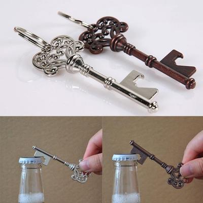 Vintage Key-Shaped Metal Bottle Opener with Keychain Accessory