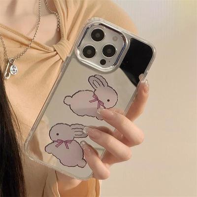 Zhitai Cartoon Silicone Mirror Phone Case for iPhone 16 Pro, Compatible with Apple 15 & 14 Pro, 3-in-1 Design