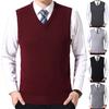 Chaleco de Lana Tejido de Invierno Casual para Hombre de Color Sólido con Cuello en V sin Mangas Talla Grande