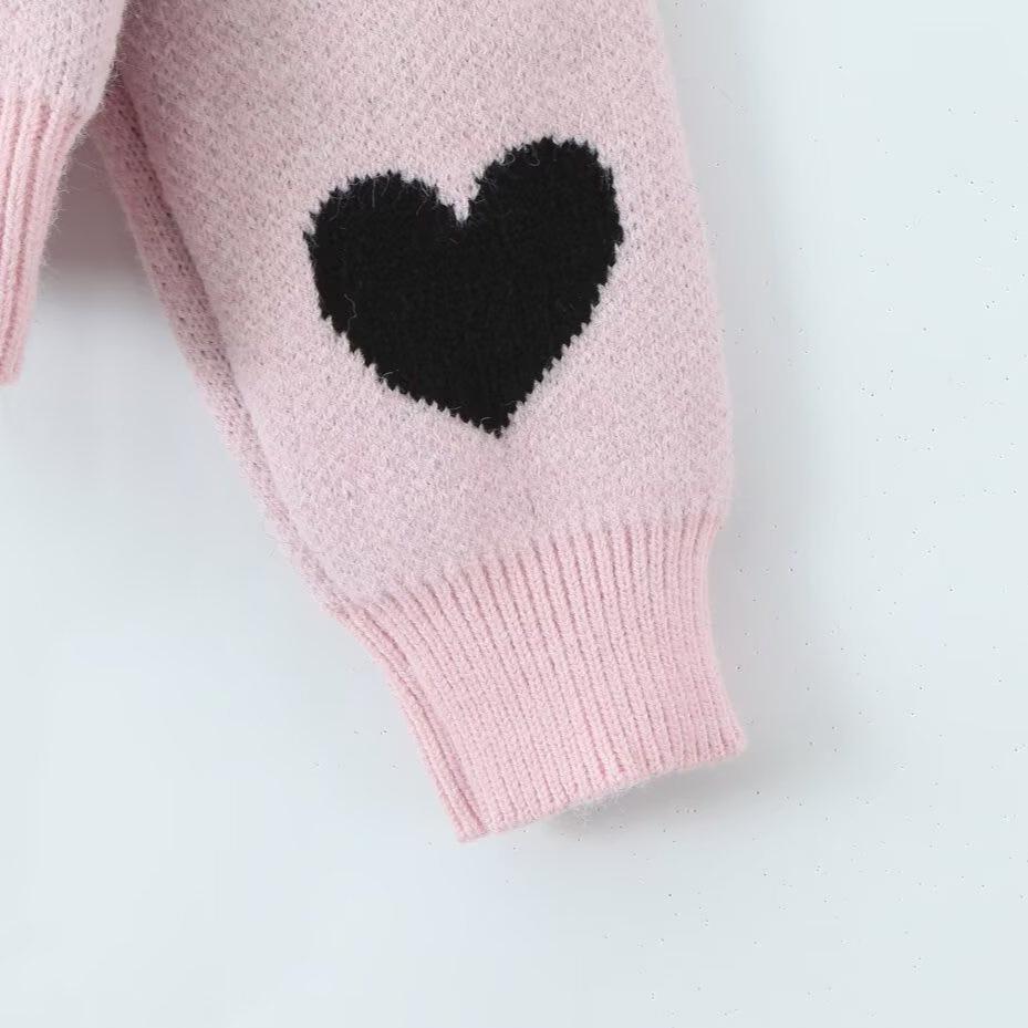 2026 Autumn Women's European & American High-End Versatile Heart Pullover Sweater