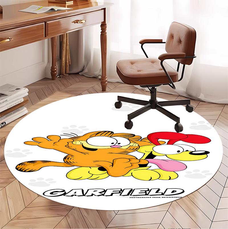 Garfield Pattern Round Rug, Indoor/Outdoor Mat, for Picnic, Gameroom, Bedroom, Office, Living Room, Home Decor Carpet, Birthday Gift