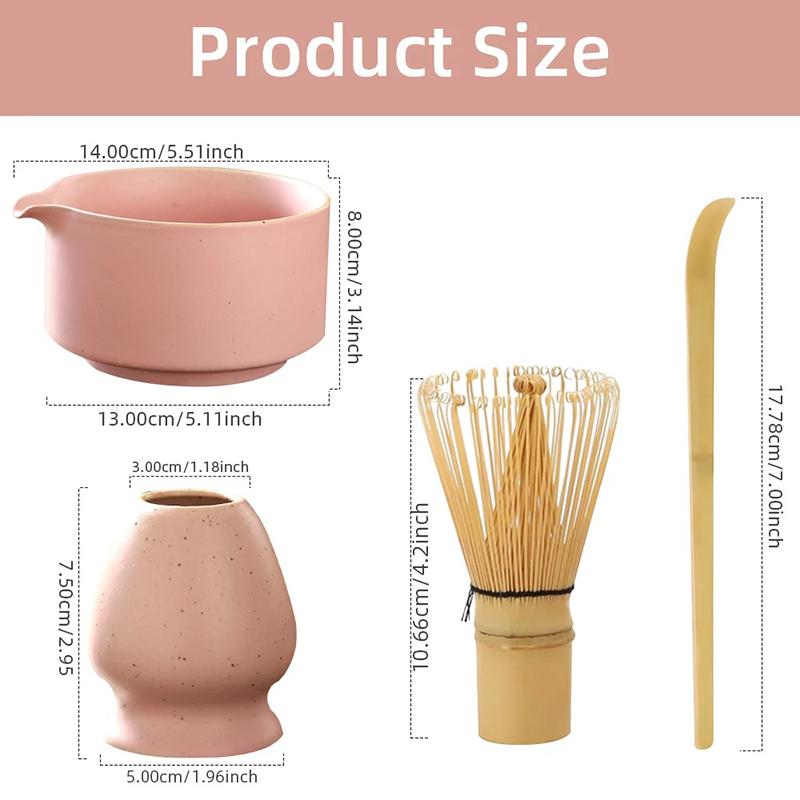 4PCS Japanese Matcha Tea Set Bamboo Matcha Whisk Teaspoon Ceramic Matcha Bowl Tea-making Tools Accessories CJTZ005