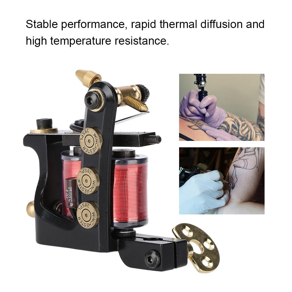 10 Wraps Professional Alloy Tattoo Machine Copper Coils Tattoo Shader Machine  Gun