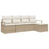 Sofa Set 5 Pcs Beige Poly Rattan
