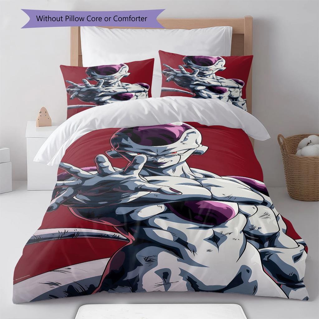 Frieza Pattern Bedding,Quilt Set Quilt Cover Pillowcase Home Birthday Gift (1 * Duvet Cover + 2 * Pillowcase, Without Core)