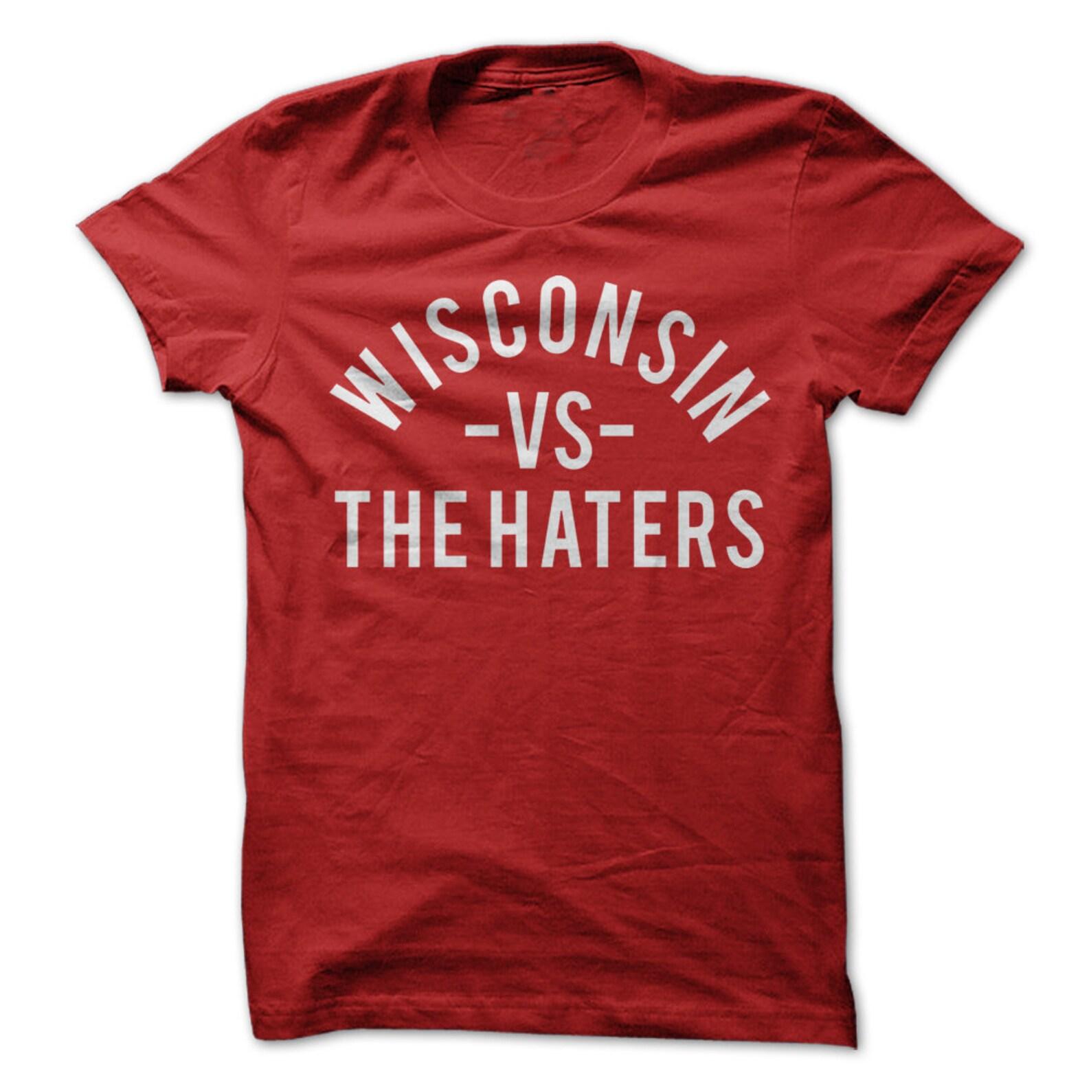 Wisconsin vs. the Haters T-Shirt Design - Red Shirt with White Print 2XL