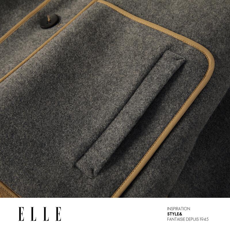 ELLE Women's Cashmere Blend Double-Sided Short Coat