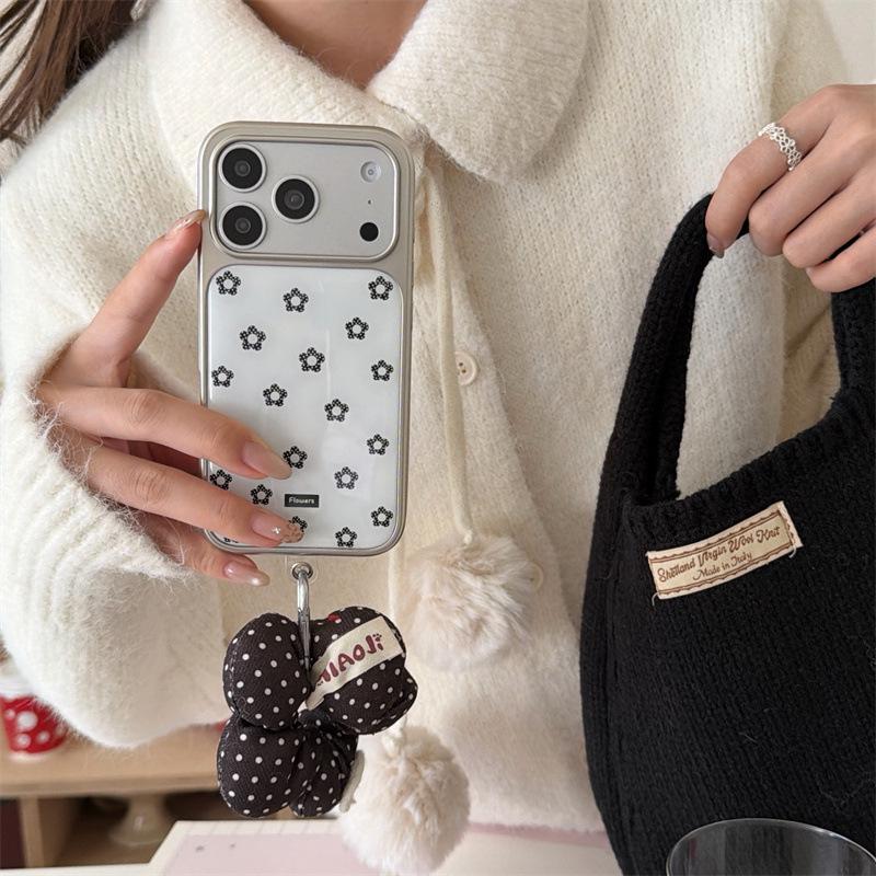 Korean Floral Lanyard Case for iPhone 17, 16 Pro Max, 15, 14 - New Model