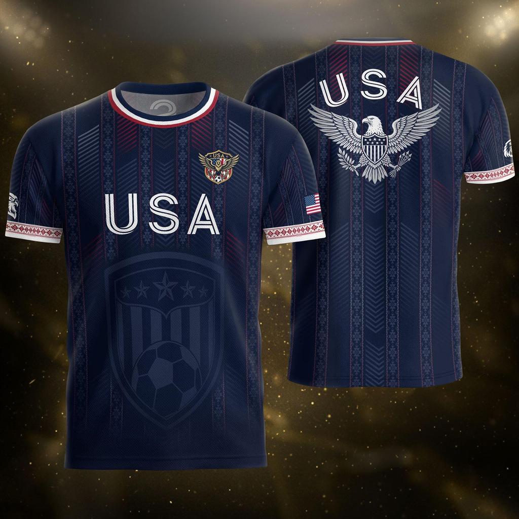 Men's USA Football Graphic Jersey Short Sleeve Crew Neck T Shirt Athletic Fit Lightweight Soccer Top for Outdoor Sports and Casual Wear