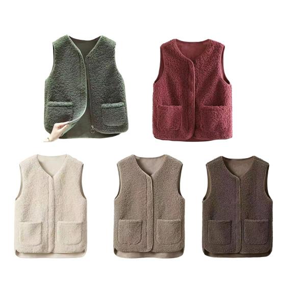 Sherpa Fleece Vest for Women Warm Sleeveless Jacket Cozy Zip Up Coat with Pockets Fall Winter Outerwear