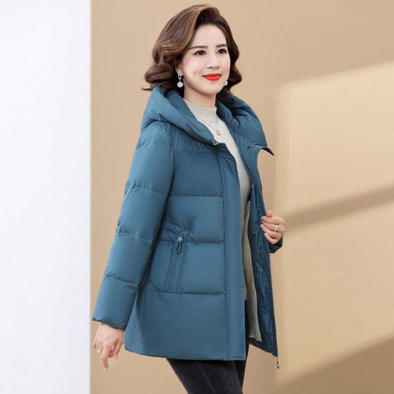 

Новая мама зимний пуховик средней длины и длинный утолщенный теплый хлопковый пуховик для женщин среднего возраста осень-зима хлопковый пуховик 4XL синий