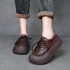 Fashion 4cm Cow Suede Genuine Leather Women Mary Jane Round Toe Flats Comfy Shoes Elthnic Retro Loafer Spring Platform Wedge Rubber