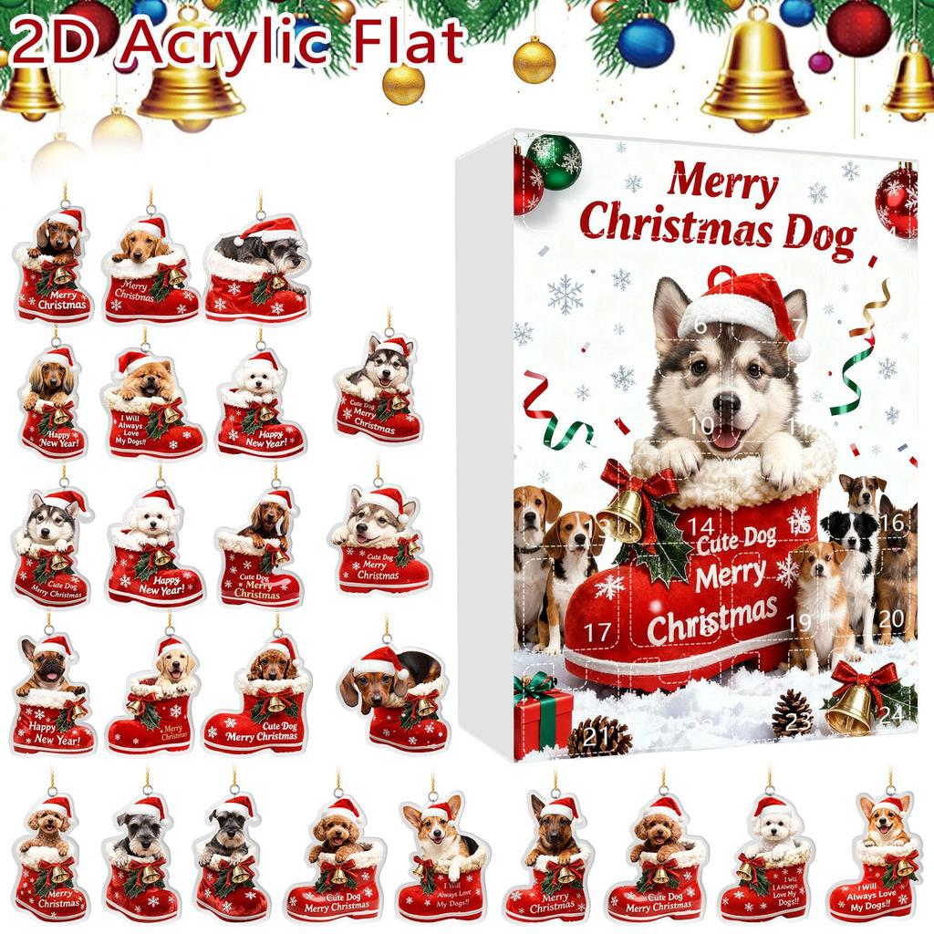 Christmas Dog Advent Calendar 24 Dog Themed Christmas Ornaments Holiday Countdown Calendar Dogs Wearing Red Shoes Perfect For Pet Lovers, Pet Owners