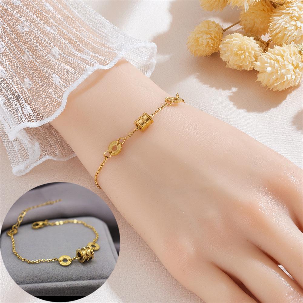 Meichen 18k Gold Non-Fading Titanium Steel Women's Fashion Bracelets - Simple, Versatile, Trendy European and American Style.
