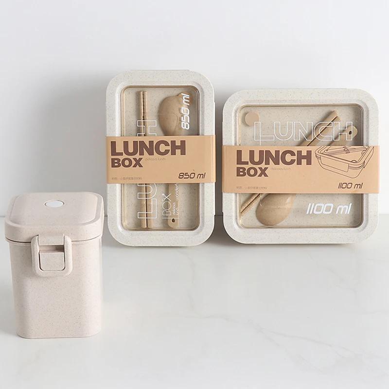 1pc Wheat Straw Lunch Box Healthy BPA Free Bento Boxes Microwave Dinnerware Food Storage Container Lunch Box for Kids