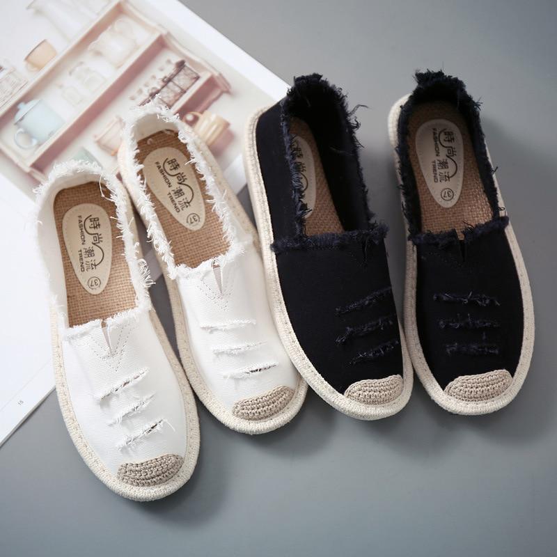Women Flats Shoes Slip On Ladies Canvas Lazy Loafers Breathable Espadrilles Spring Autumn Footwear