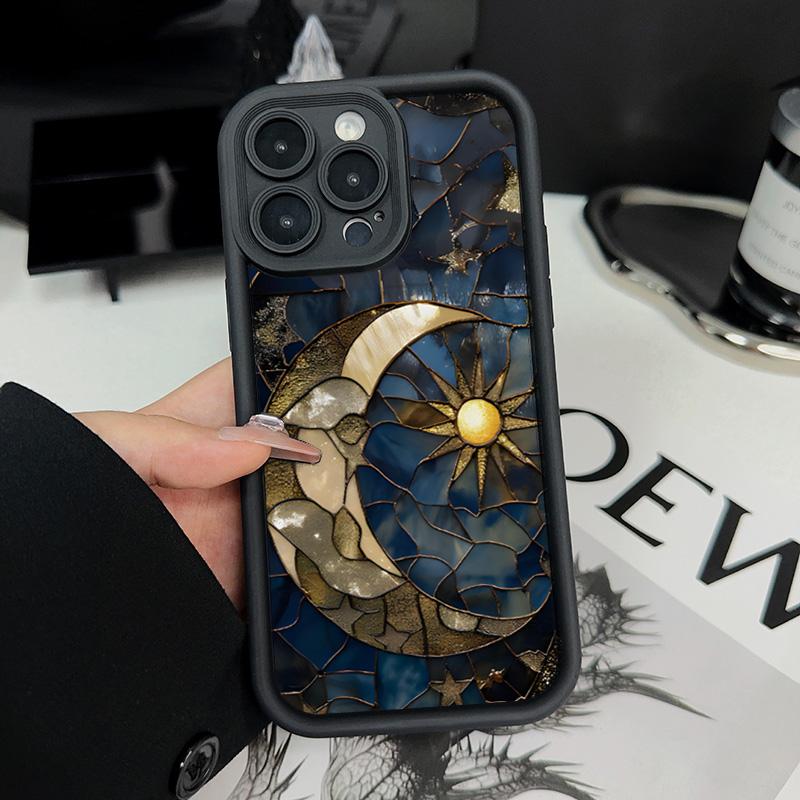 For iPhone 17 16 15 14 13 12 11 Pro Max Case Moon Sun Design Printed Silicone Cover For iPhone XS X XR 7 8 Plus 16e 17 Air Funda