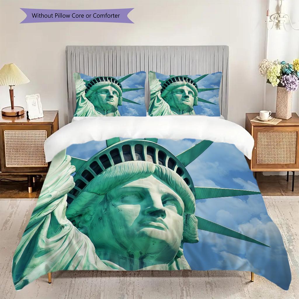 Statue of Liberty, USA Bedding, Duvet Cover, Pillowcase, Home Decoration, Birthday Gift (1 * Duvet Cover+2 * Pillowcase, Coreless)