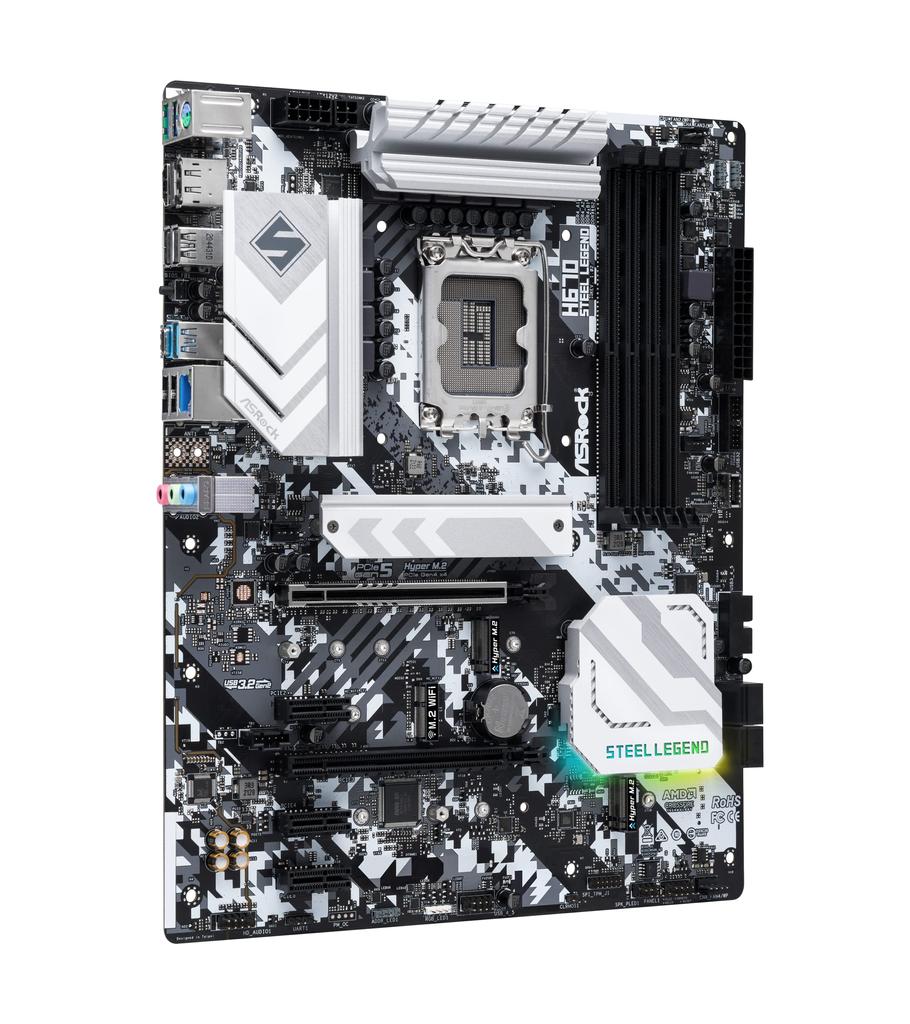 Asrock Motherboard H670 Steel Legend Compatible with Intel H670 Series CPU H670 ATX Motherboard Authorized Distributor Black (LGA1700) [Domestic