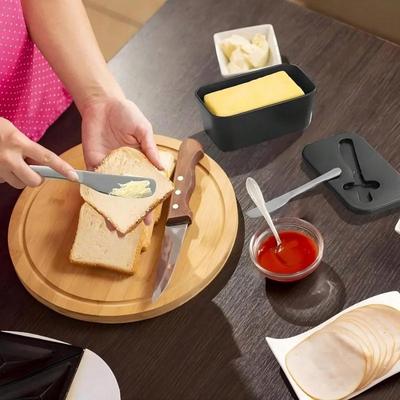 Beurrier grande capacité avec couteau à beurre en acier inoxydable, récipient de conservation du beurre couvert pour dessus de table et porte de réfrigérateur