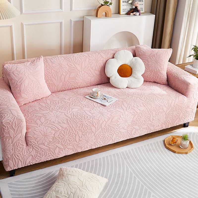 Simple Style Jacquard Fleece Sofa Cover, All-Season Non-Slip All-Inclusive Universal Cover