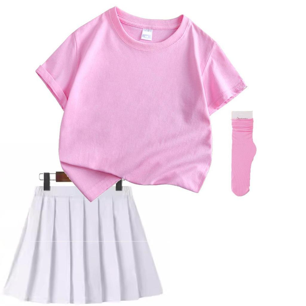Colorful Children's Short Sleeve T-shirt Set for Kindergarten Sports and June 1st Performances.