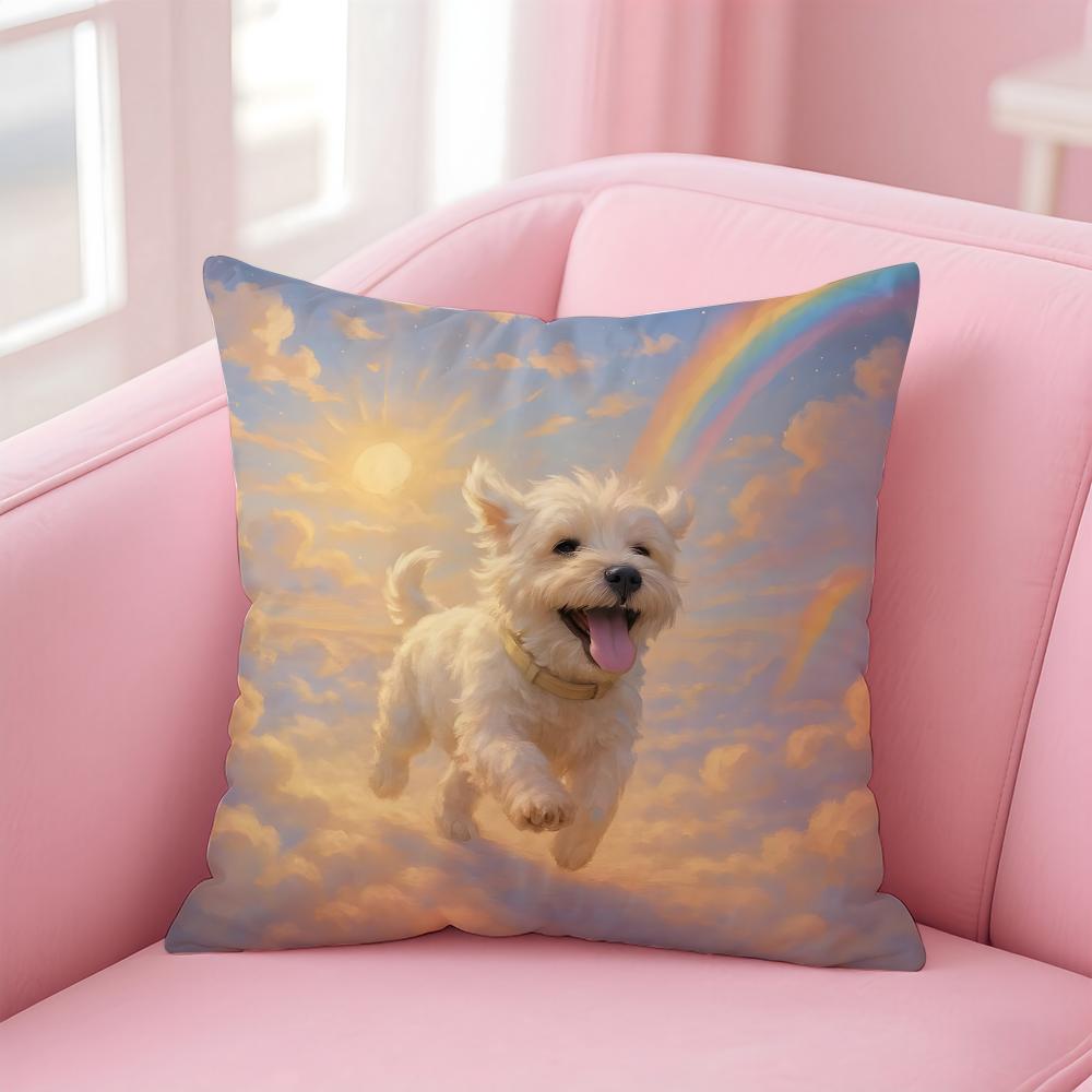 WWest Highland White Terrier Cushion Cover Pillowcase Short Plush Invisible zipper Room Sofa Cushion Cover