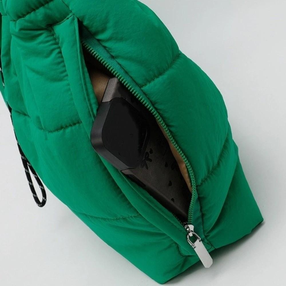 Down Drawstring Shoulder Bag Versatile Large Capacity Underarm Bags Puffy Quilted Tote Bag  Daily