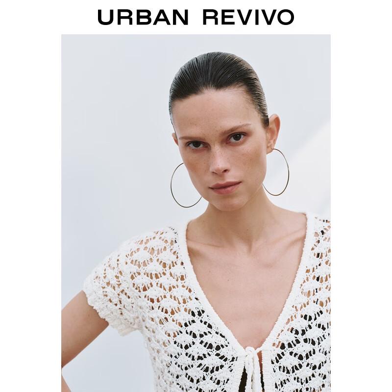 UR Women's Lace-Up Textured Short Sleeve Knit Cardigan