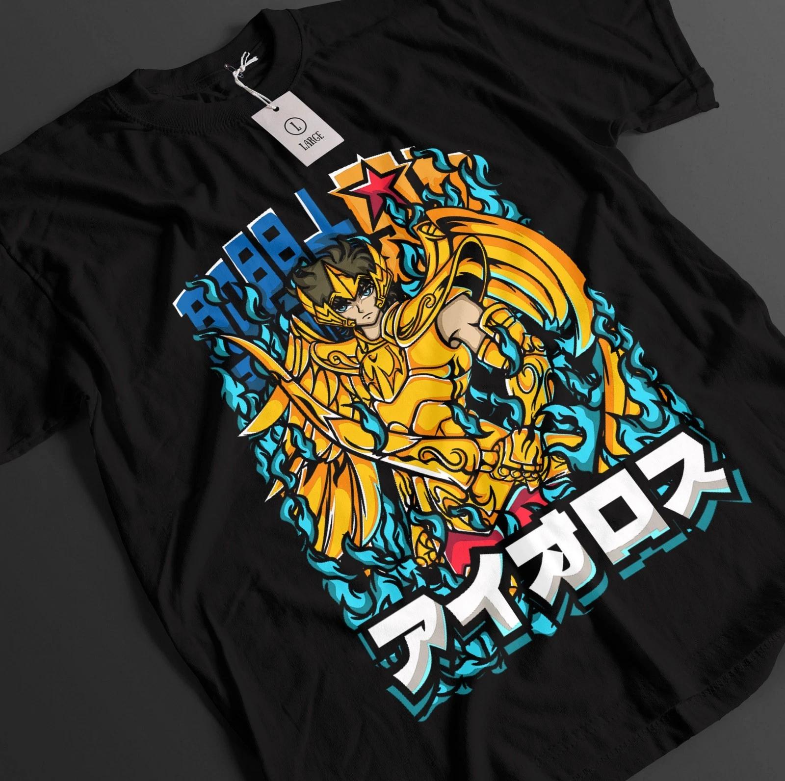 

Футболка Saint Seiya Shiryu Футболка Hyoga Футболка Shun Топ Ikku Аниме Графическая Футболка 3XL